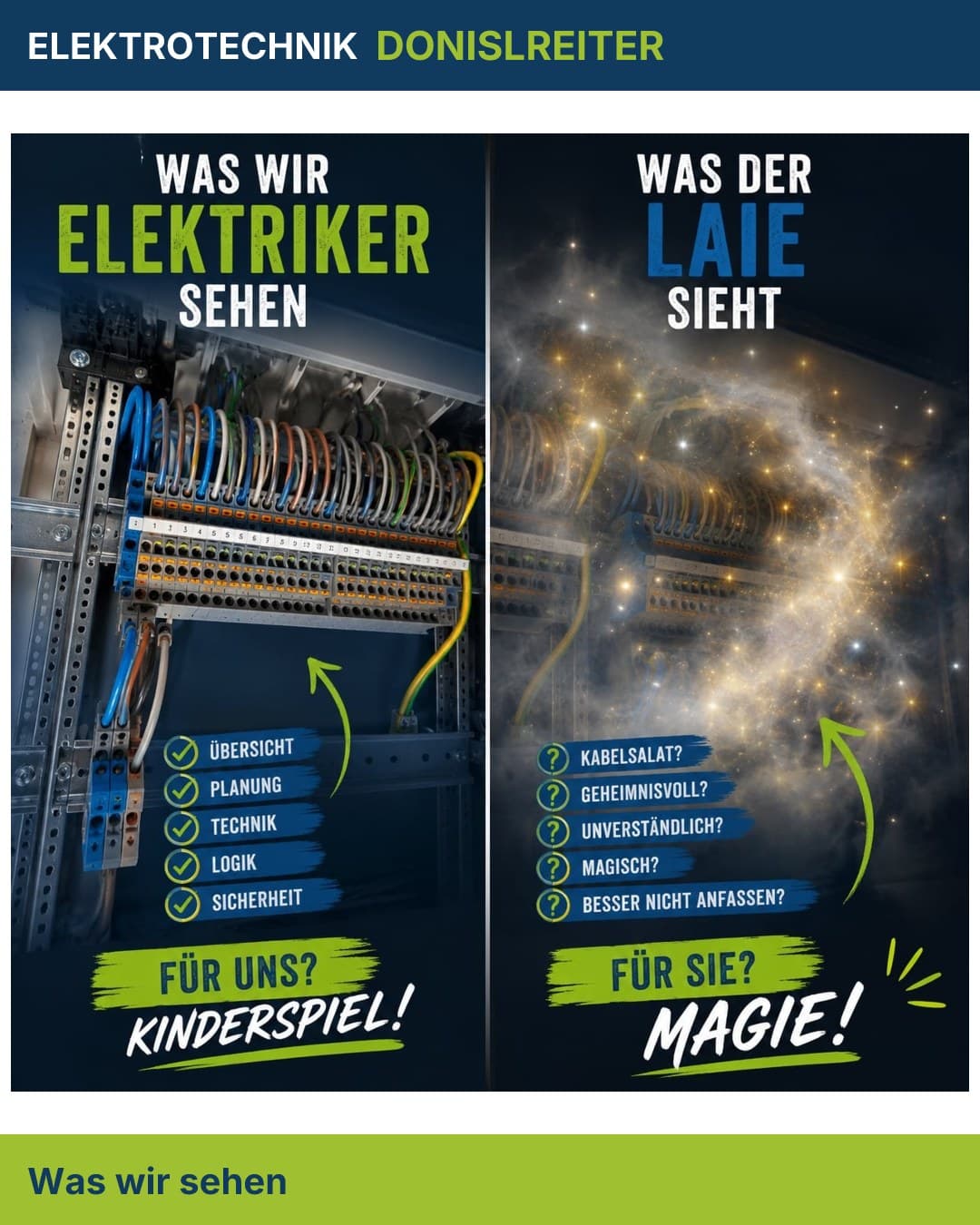 Zwei Menschen. Dasselbe Bild. Völlig unterschiedliche Wahrnehmung.

Wo du Kabel siehst, sehen wir Querschnitte, Lastvert